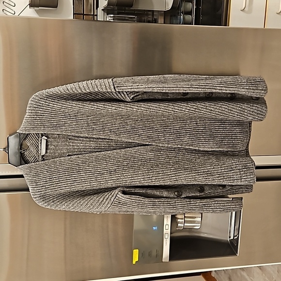 💕VINCE💕 Ribbed Side Buttoned Open Cardigan Sweater ~ Grey Wool Yak Small NWOT - Picture 12 of 16